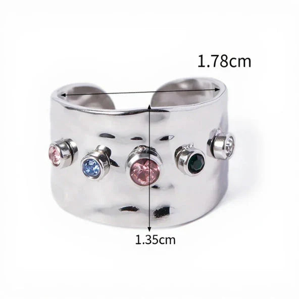 Bague large arc-en-ciel