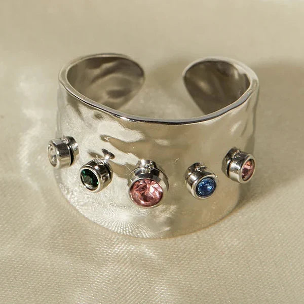 Bague large arc-en-ciel