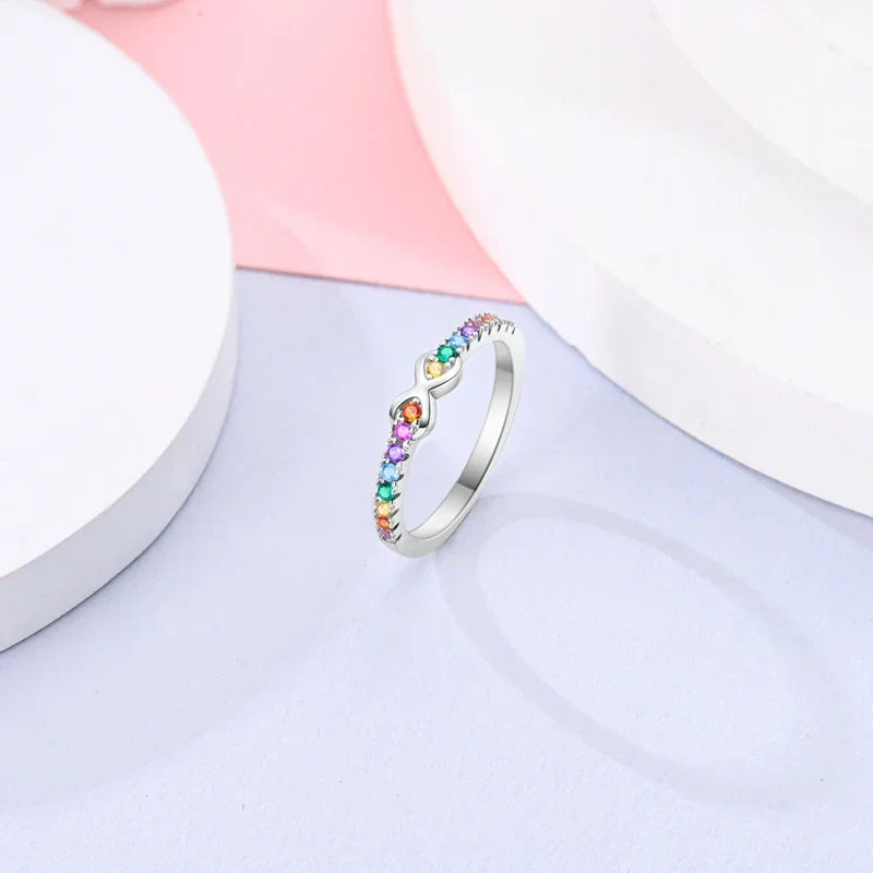 Bague arc-en-ciel symbole infini
