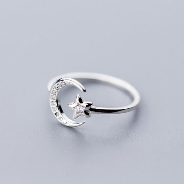Moon and Stars Celestial Ring for Women