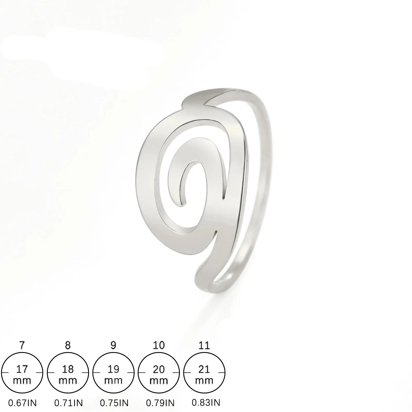 Bague au design spirale pour femme argent
