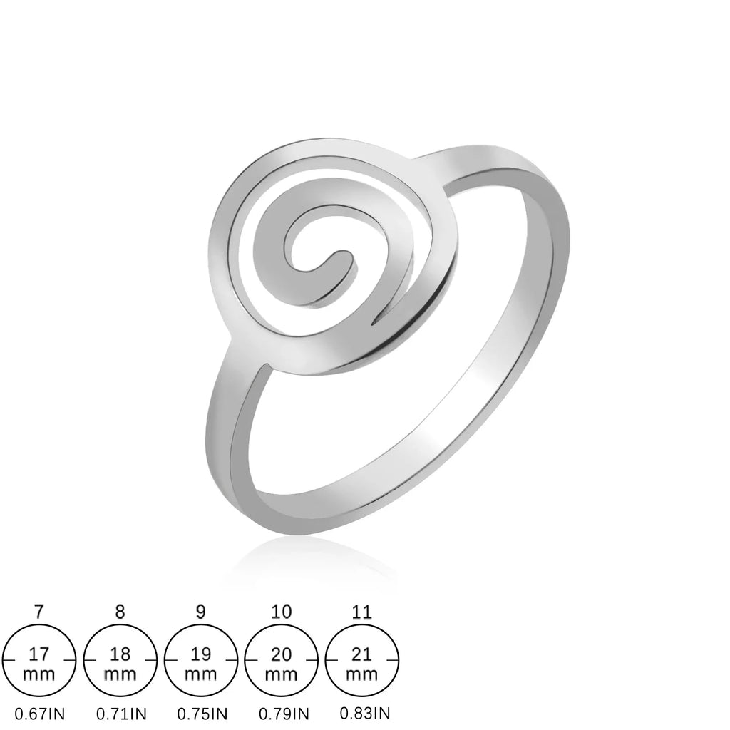 Bague au design spirale pour femme argent rond