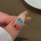 Ring with Heart and Green Zircon and Silver