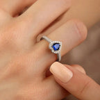 Ring with Heart and Blue Zircon and Silver