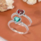 Ring with Heart and Green Zircon and Silver