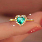 Ring with Heart and Green Zircon and Gold