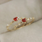 Ring with Red Heart and Zircon