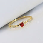 Ring with Red Heart and Zircon