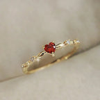 Ring with Red Heart and Zircon