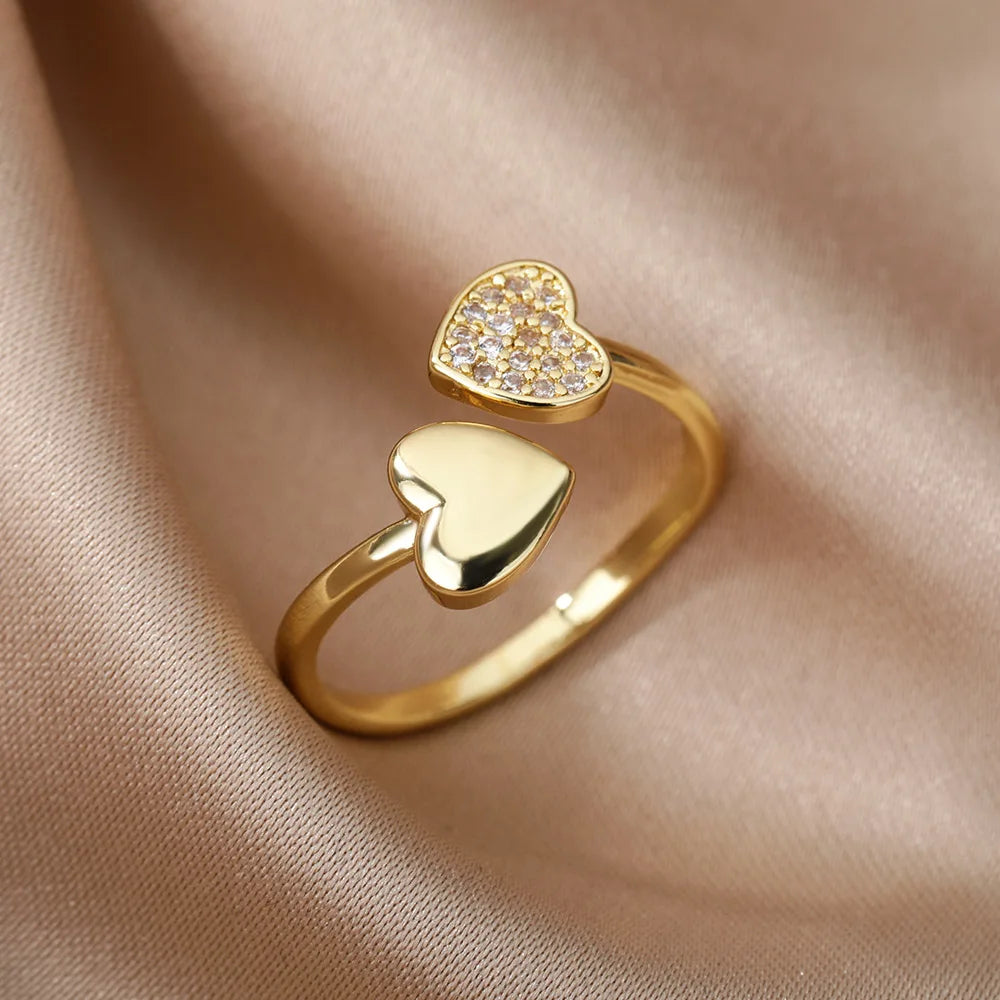 Ring with Zircon Hearts A
