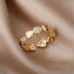 Ring with Zircon Hearts C
