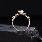 Ring with Crescent Moon and Gold Zircon
