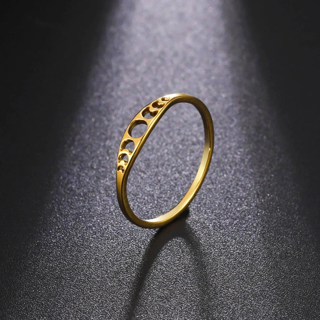 Ring with Gold Crescent Moons