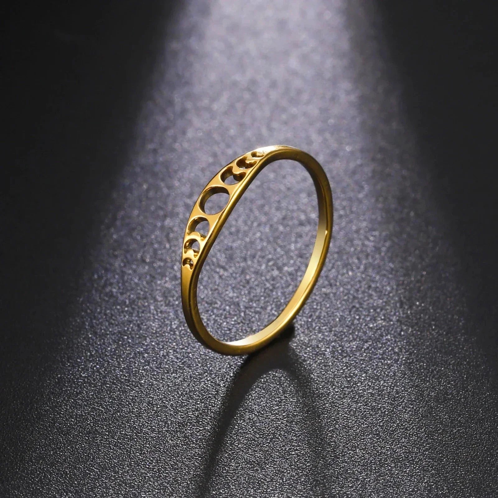 Ring with Gold Crescent Moons