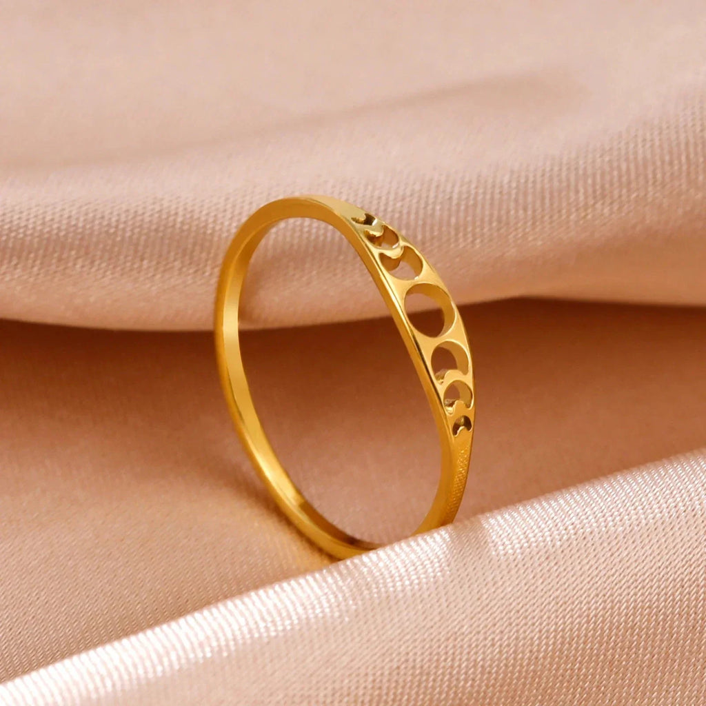 Ring with Gold Crescent Moons