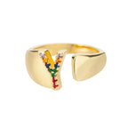 Bague large personnalisée avec initiale arc-en-ciel y