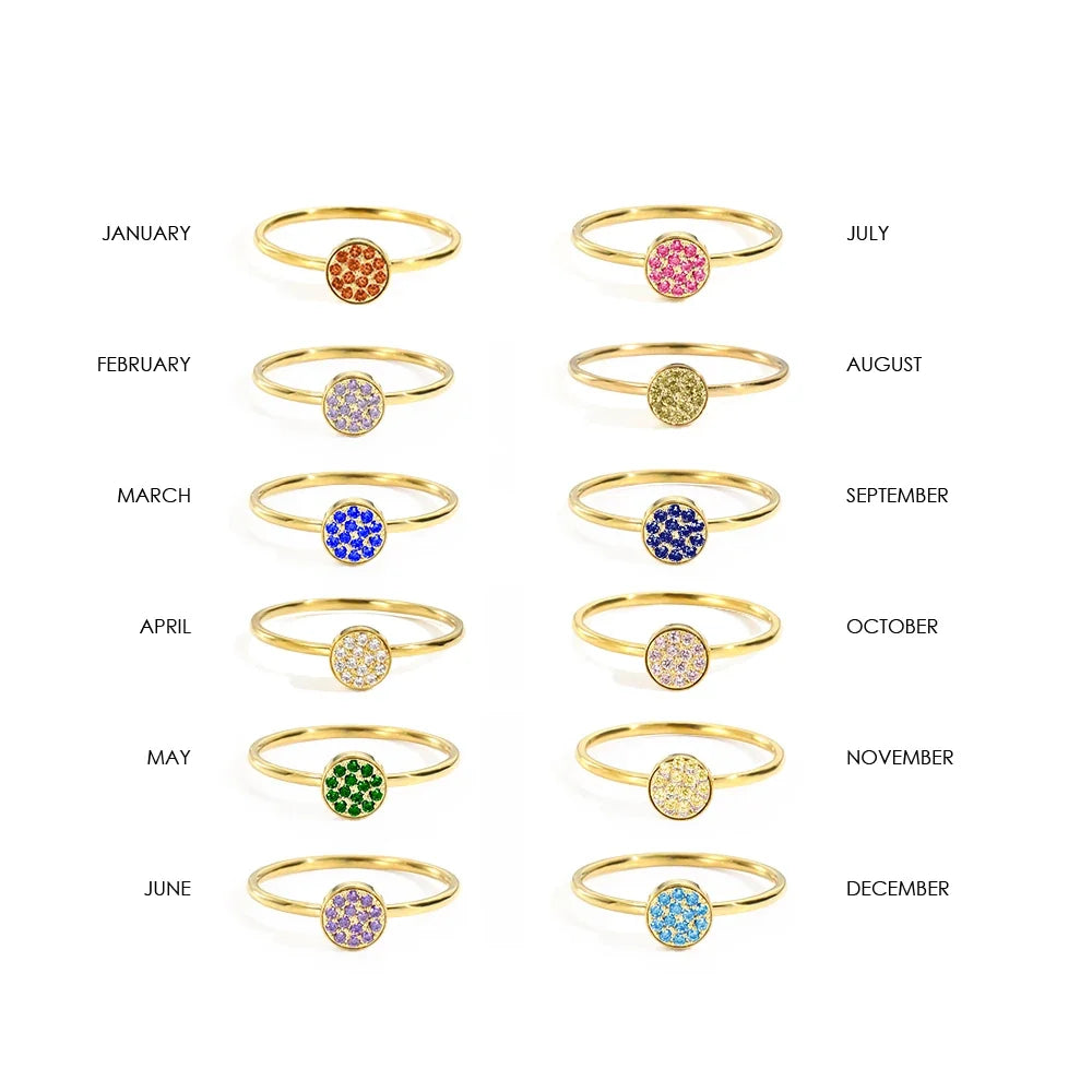 Bague avec petites pierres de naissance rondes pour femme