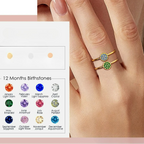 Bague avec petites pierres de naissance rondes pour femme