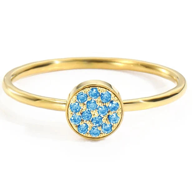 Bague avec petites pierres de naissance rondes pour femme décembre
