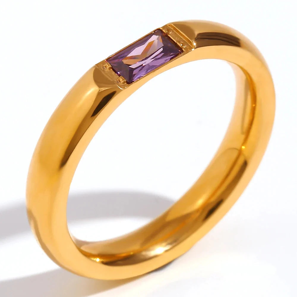 Bague avec pierre de naissance sertie pour femme février