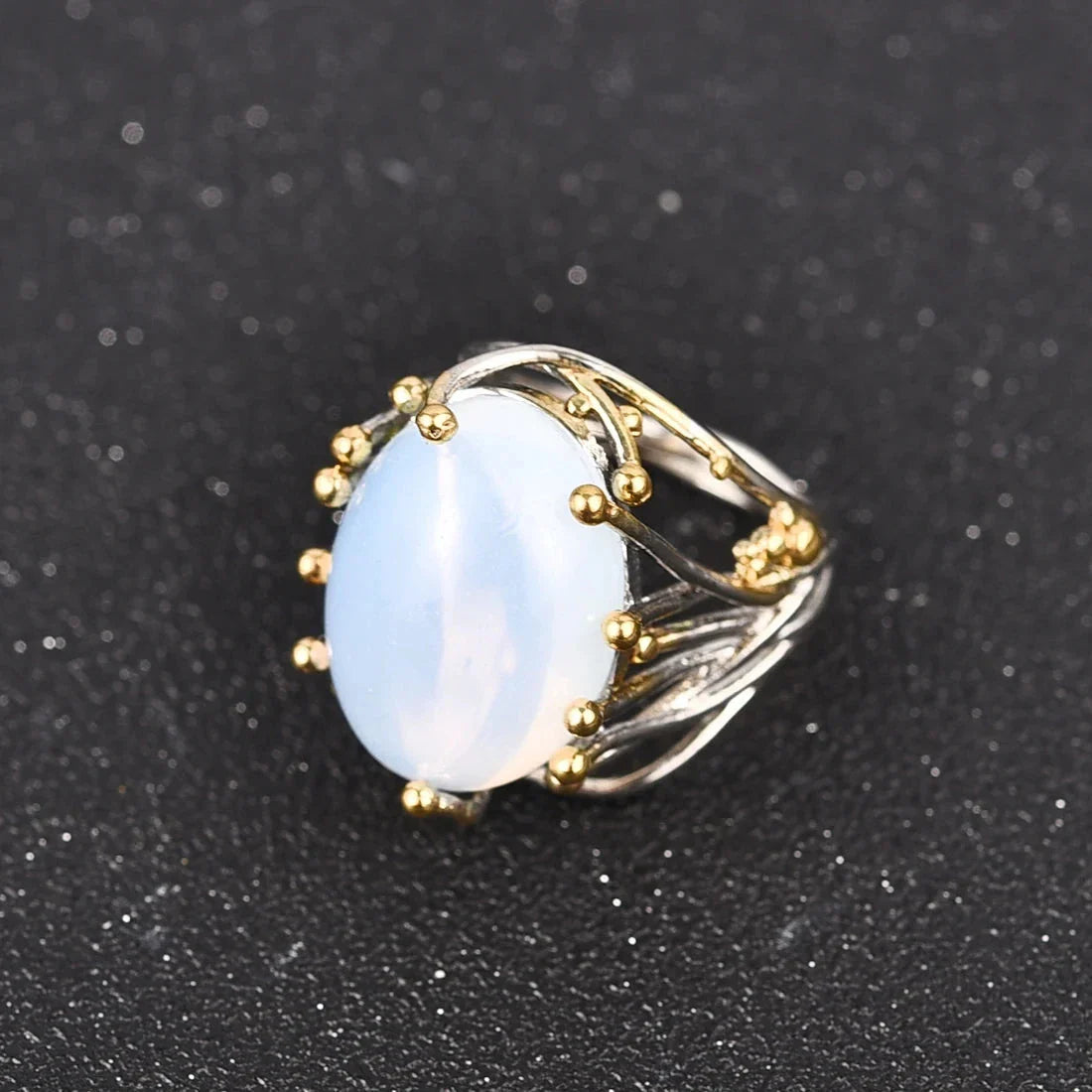 Ring with Natural Stone Moonstone