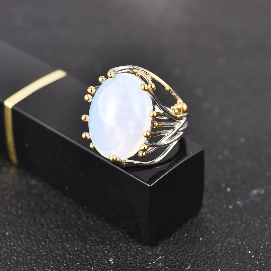 Ring with Natural Stone Moonstone