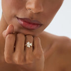 Ring with 3-Leaf Clover in Zircon
