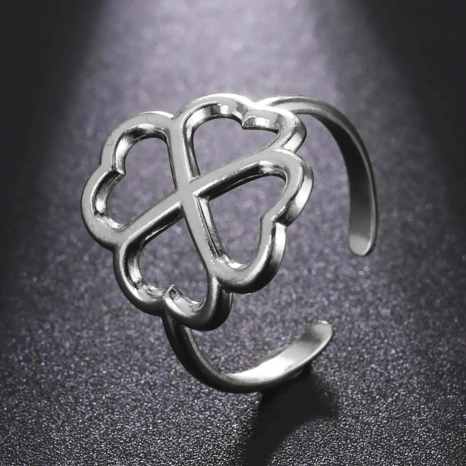 Ring with 4-Leaf Clover for Women silver
