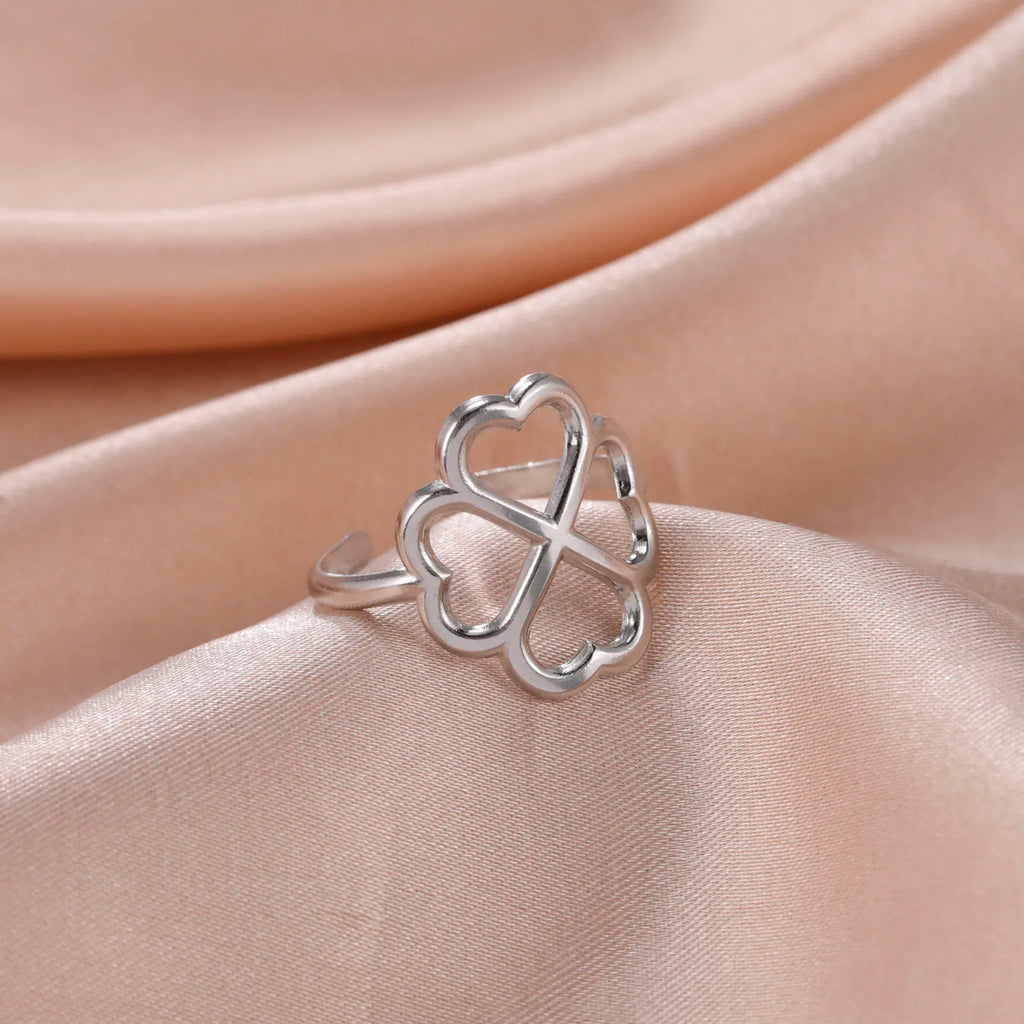 Bague avec Trèfle à 4 Feuilles pour Femme argent