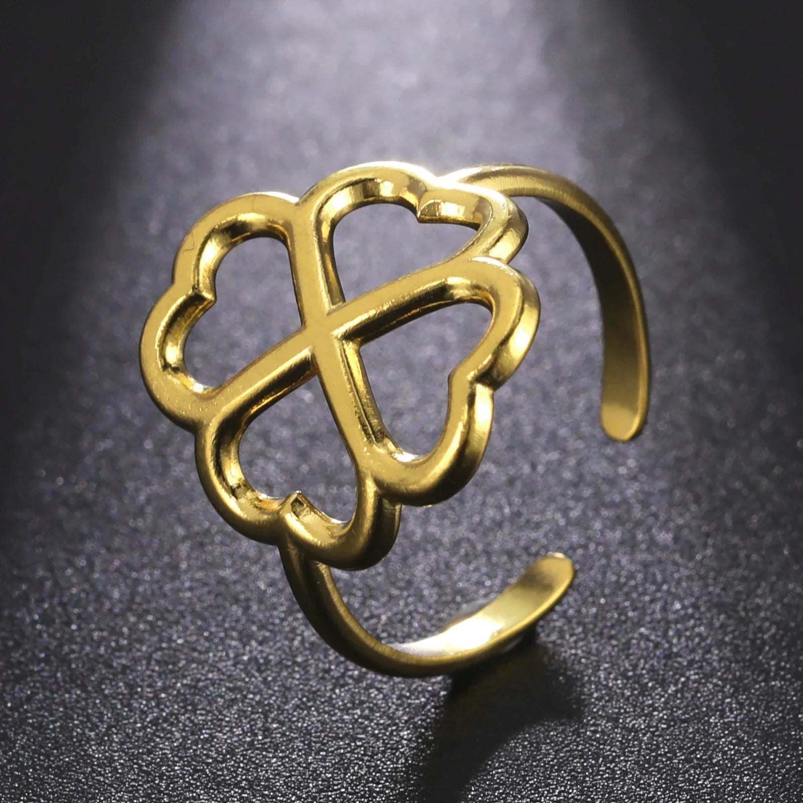 Ring with 4-Leaf Clover for Women gold