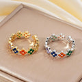 Ring with Colored 4-Leaf Clovers in Gold Zircon
