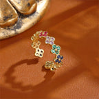 Ring with Colored 4-Leaf Clovers in Gold Zircon