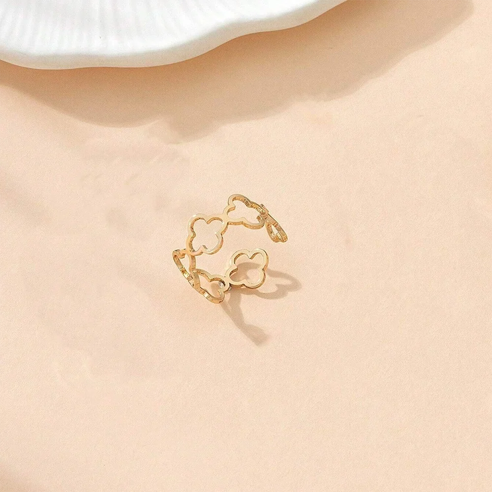 Ring with 4-Leaf Clover Lucky Charm gold
