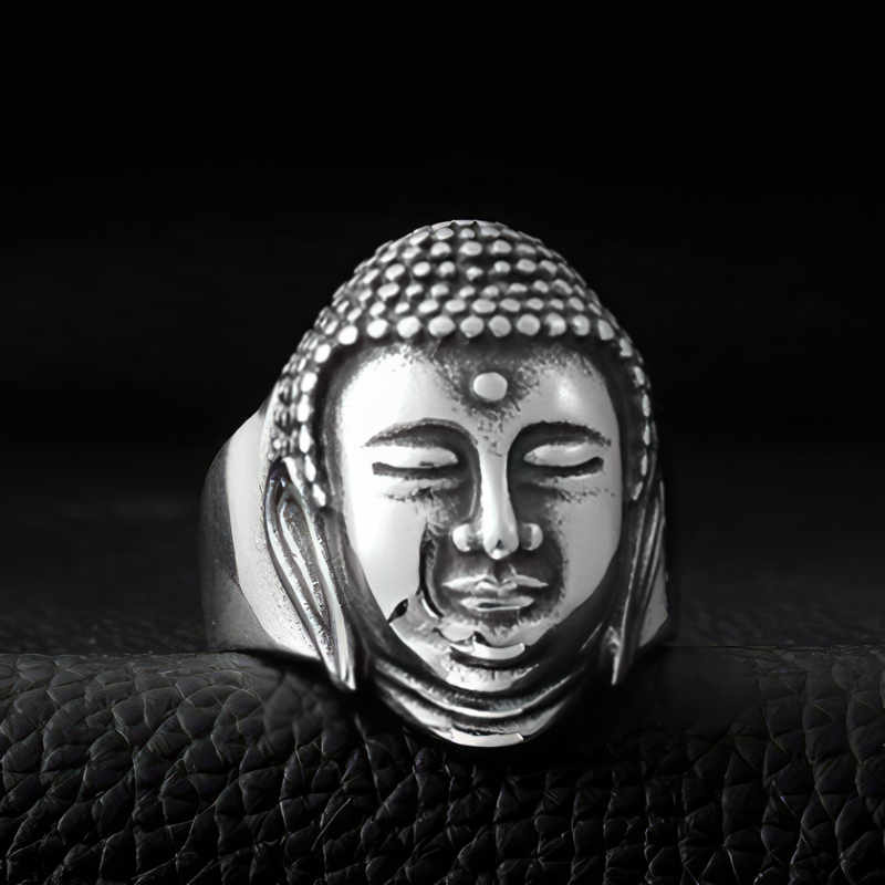 Silver Gold Buddha Ring