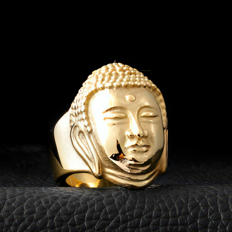 Silver Gold Buddha Ring