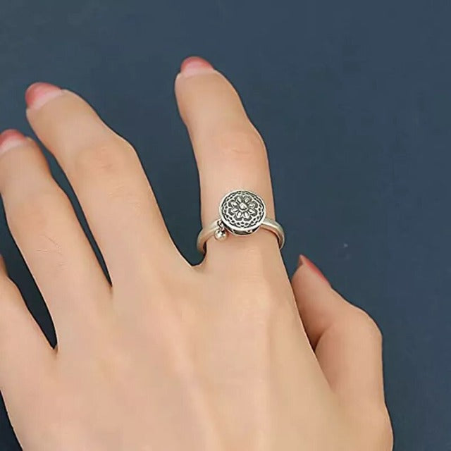 Buddhist Lotus Flower Silver Ring