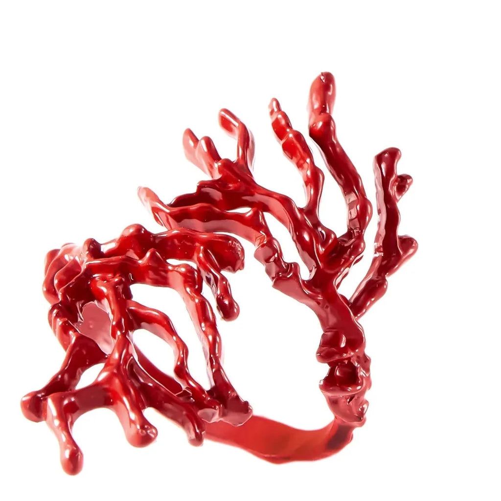 Bague branche de corail rouge
