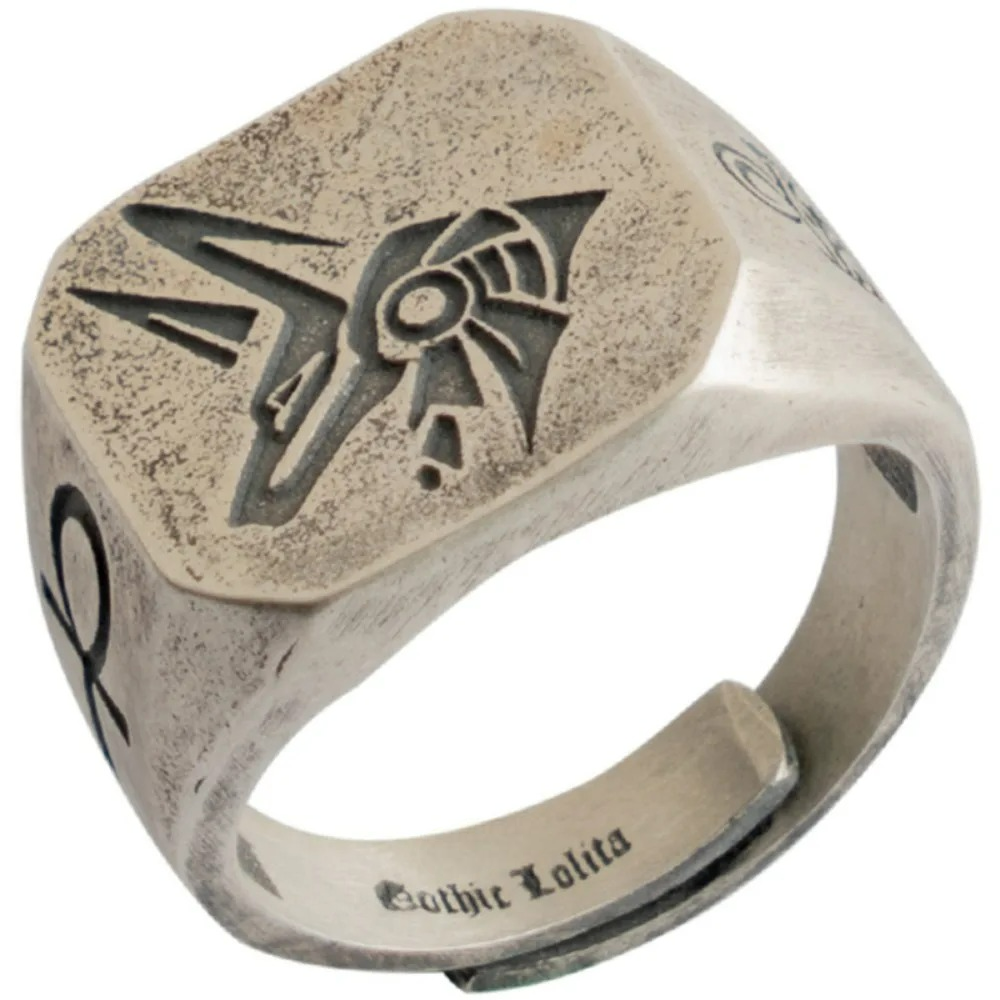 Square Ring in Egyptian Style Anubis