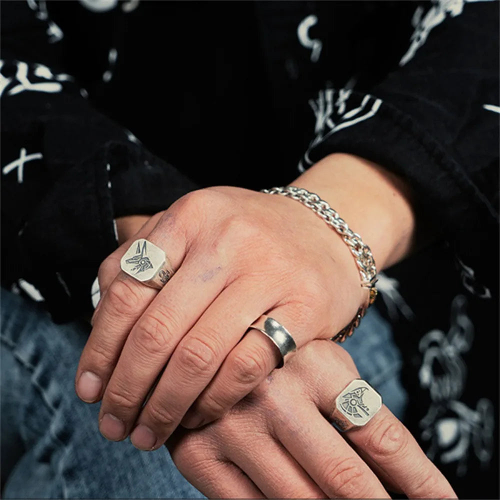 Square Ring in Egyptian Style Eye of Horus