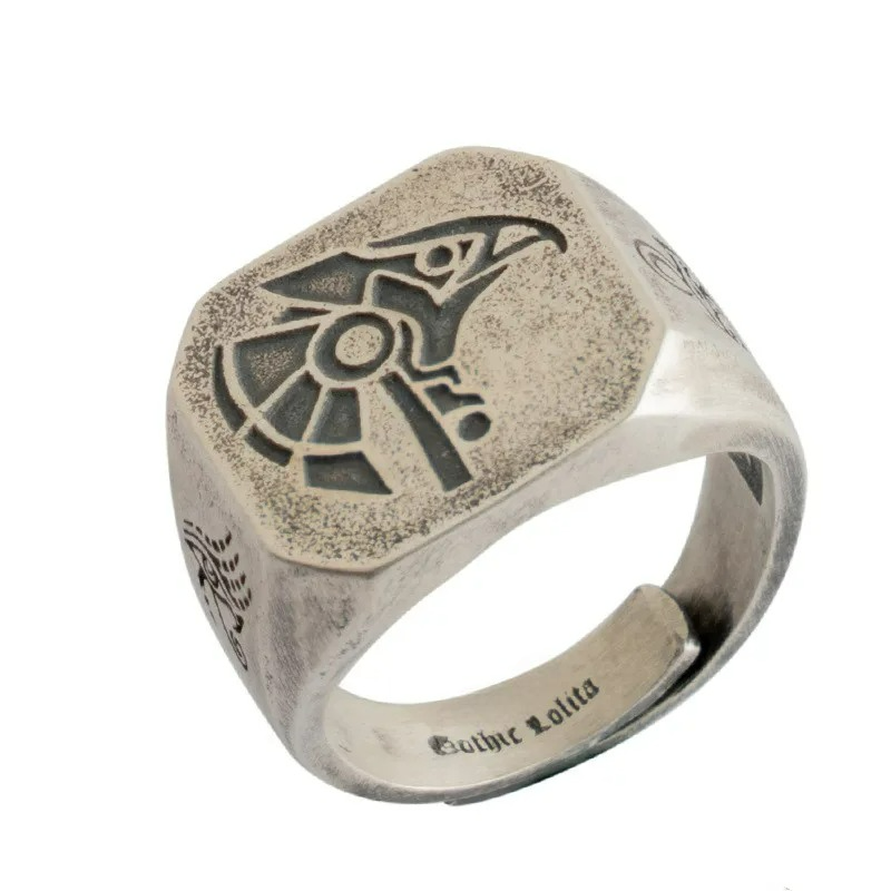 Square Ring in Egyptian Style Eye of Horus
