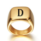Bague large homme personnalisée avec initiale d