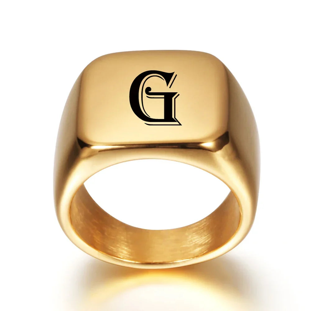 Bague large homme personnalisée avec initiale g