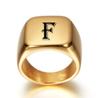 Bague large homme personnalisée avec initiale f