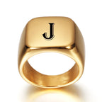 Bague large homme personnalisée avec initiale j