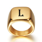 Bague large homme personnalisée avec initiale l
