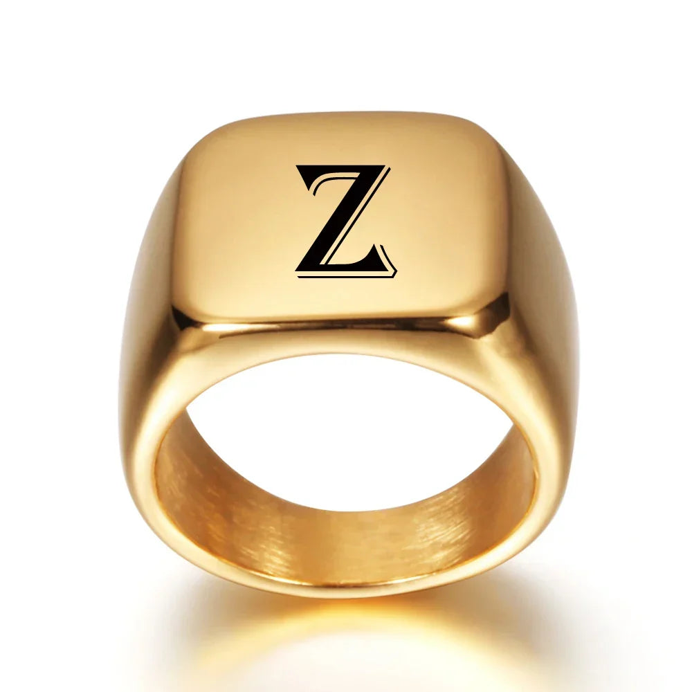 Bague large homme personnalisée avec initiale z