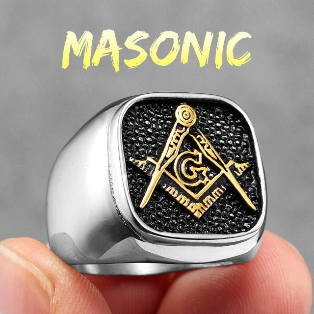 Freemasonry Signet Ring Men's Silver Gold Ring