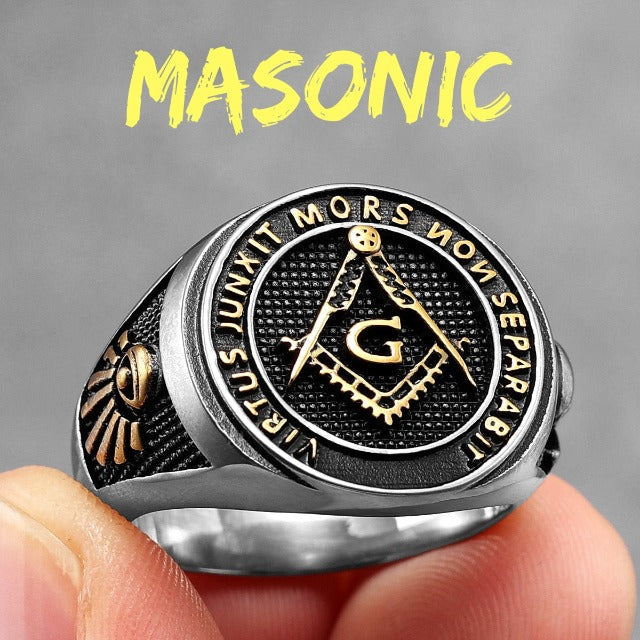 Freemasonry Signet Ring Men's Silver Gold Ring