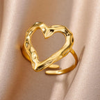 Adjustable Gold Heart Ring for Women