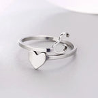 Silver Initial Heart Ring E